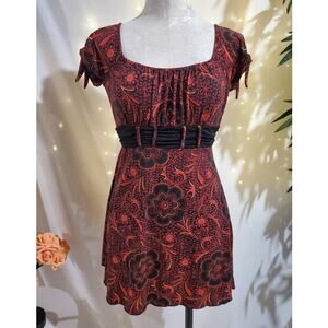 Vtg Y2K Volume One Square Neck Milkmaid Babydoll Floral Top Size M Whimsigoth